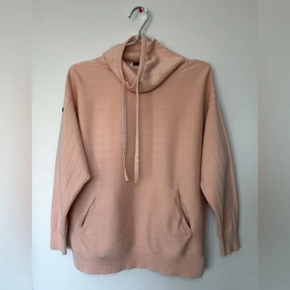 Verve Ellipse Levelwear Funnel Neck Knit Ribbed Sweatshirt Pink Size S Athletic